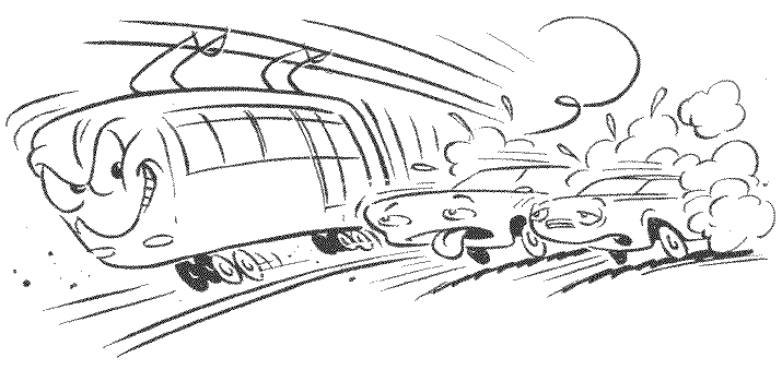  Karikatur: Strassenbahn "Henriette" 